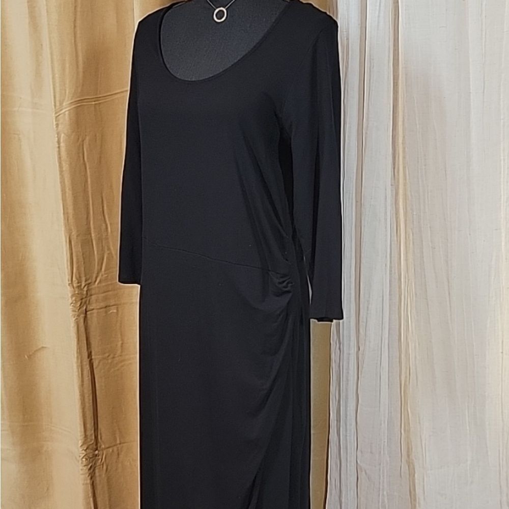 Pure Collection Black Ruched Jersey Knit Dress - Picture 6 of 16